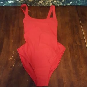 Red Lace Up One Piece - New